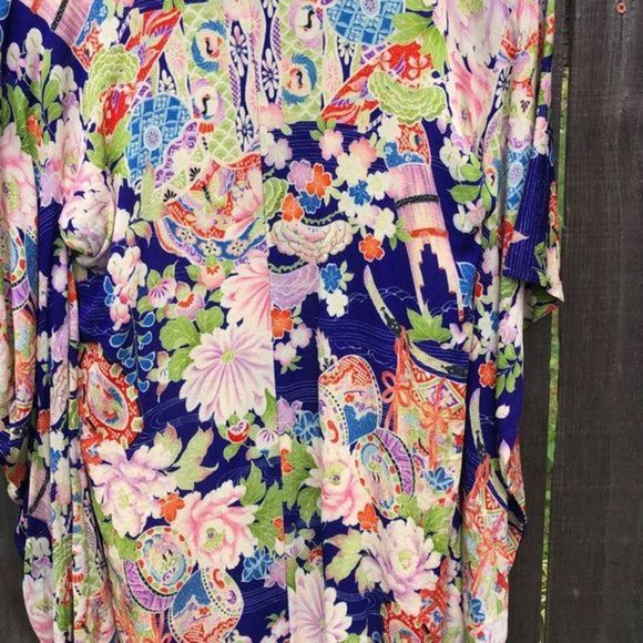 Vintage 1940’s Japanese Yukata Kimono Purple floral size S - Picture 12 of 13